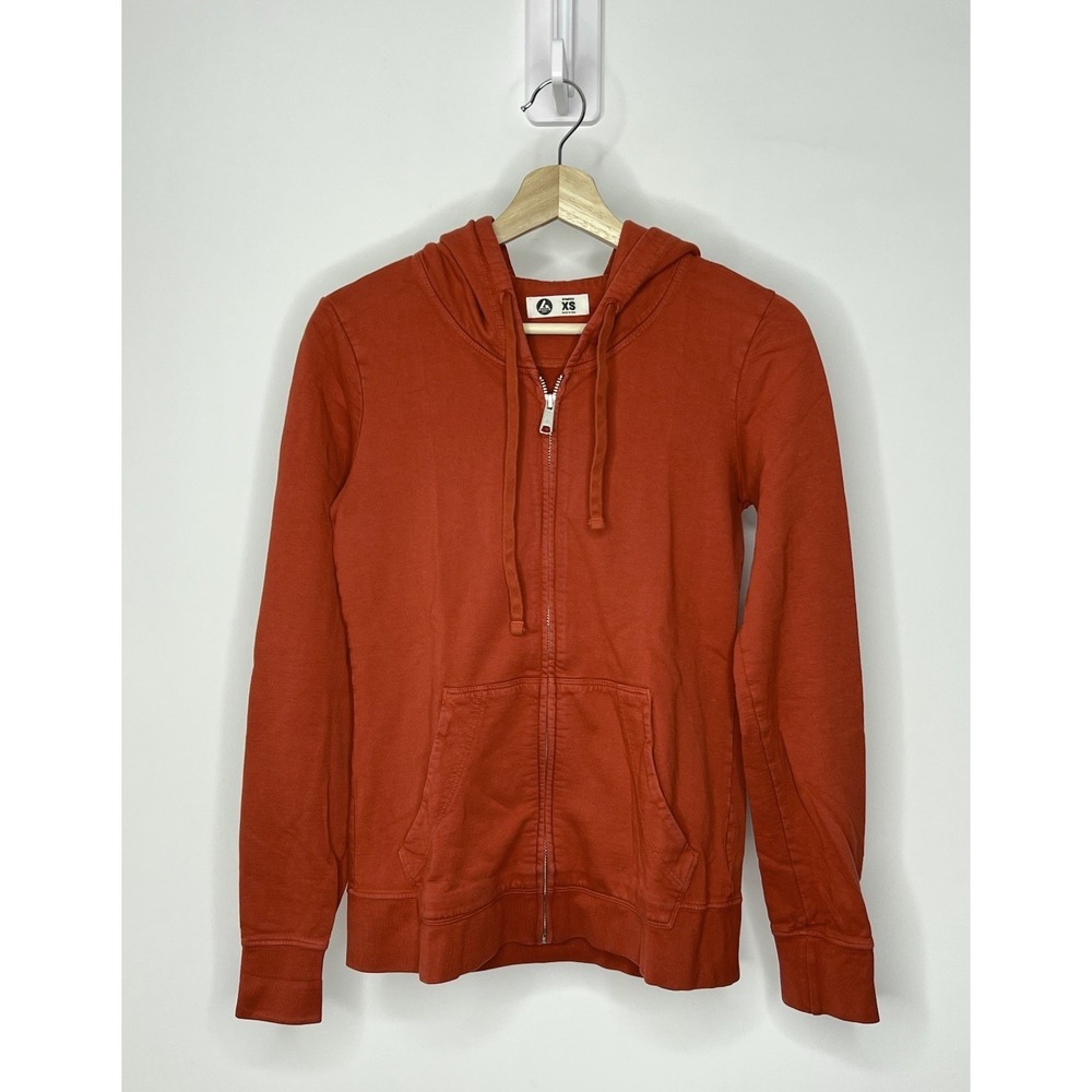 American Giant Full Zip Hoodie Womens XS Orange Supima Cotton Sweatshirt USA